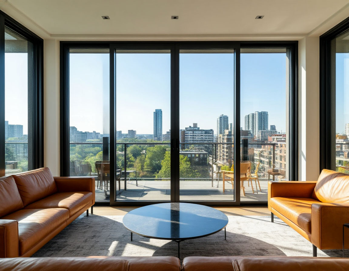 Раздвижные алюминиевые окна в интерьере